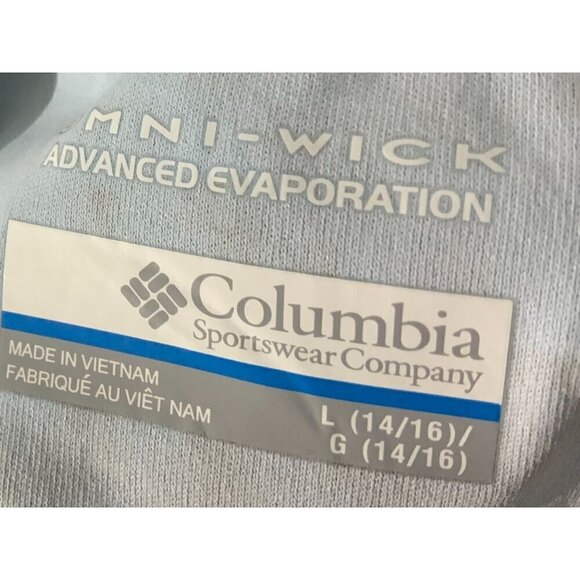 Columbia Girls Blue Green Geometric Long Sleeve Tee Large Omni Wick Technology - Picture 4 of 9